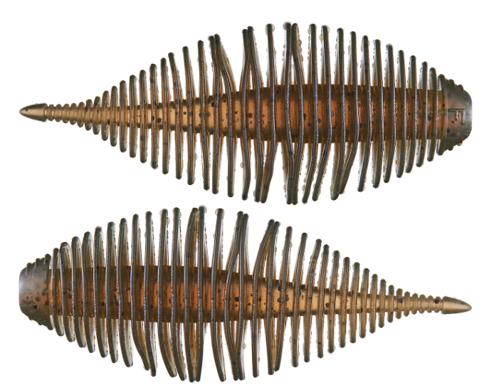 Geecrack 3.8" Bellows Gill Floating Elastomer - #005 Green Pumpkin-#011 Blue Gill - Carolina Fishing Tackle LLC