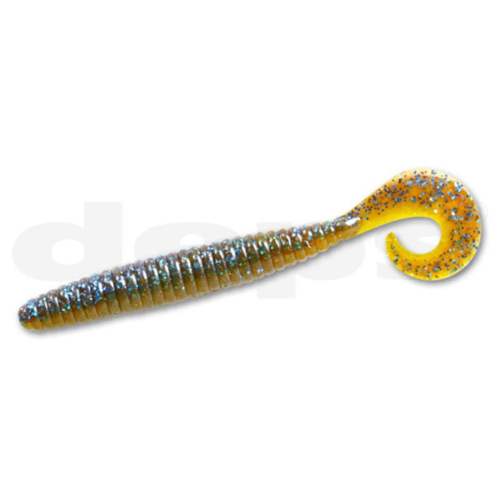 Deps 4” DEATHADDER Grub (8pk) - #13 Cinnamon/Green Flake-#15 Clear Pepper/Red Flake - Carolina Fishing Tackle LLC