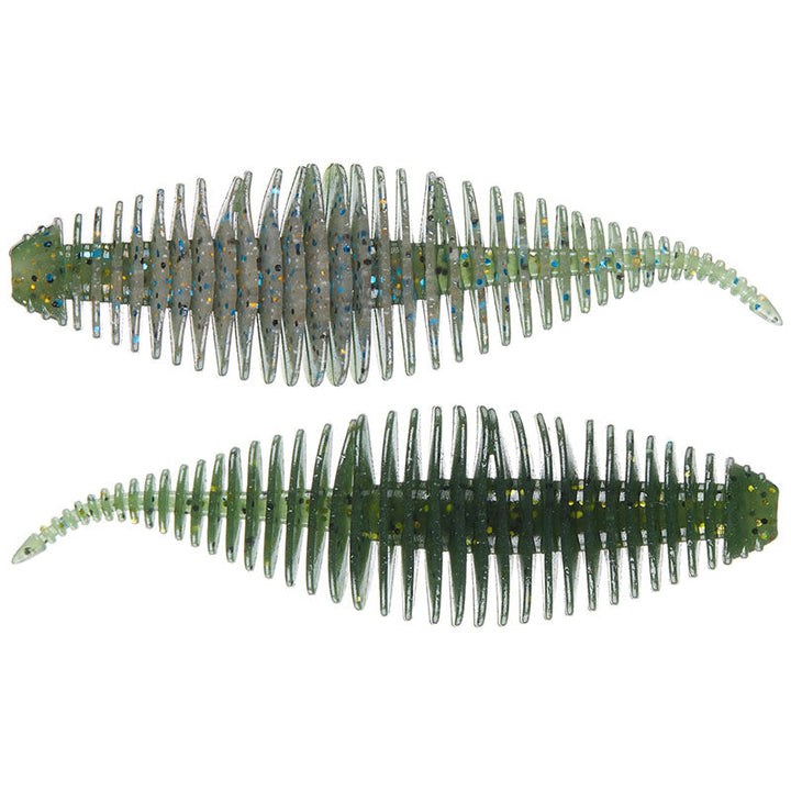 Geecrack 3.8" Bellows Shad 5pk Soft Baits - Dark Matter V-#011 Bluegill-#348 Hlyaka WM Gill-#268 Electric Shad-AJ's Juice - Carolina Fishing Tackle LLC
