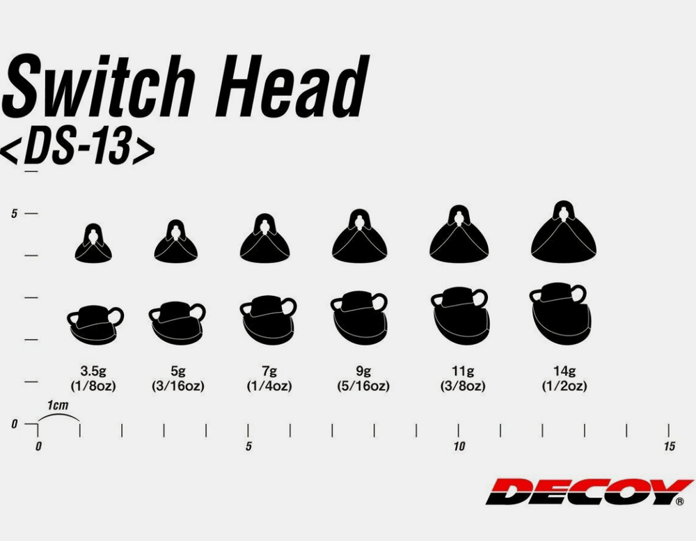 Decoy DS-13 Switch Head - 3/16 oz (5g)-1/4 oz (7g)-5/16 oz (9g)-3/8 oz (11g)-1/2 oz (14g) - Carolina Fishing Tackle LLC