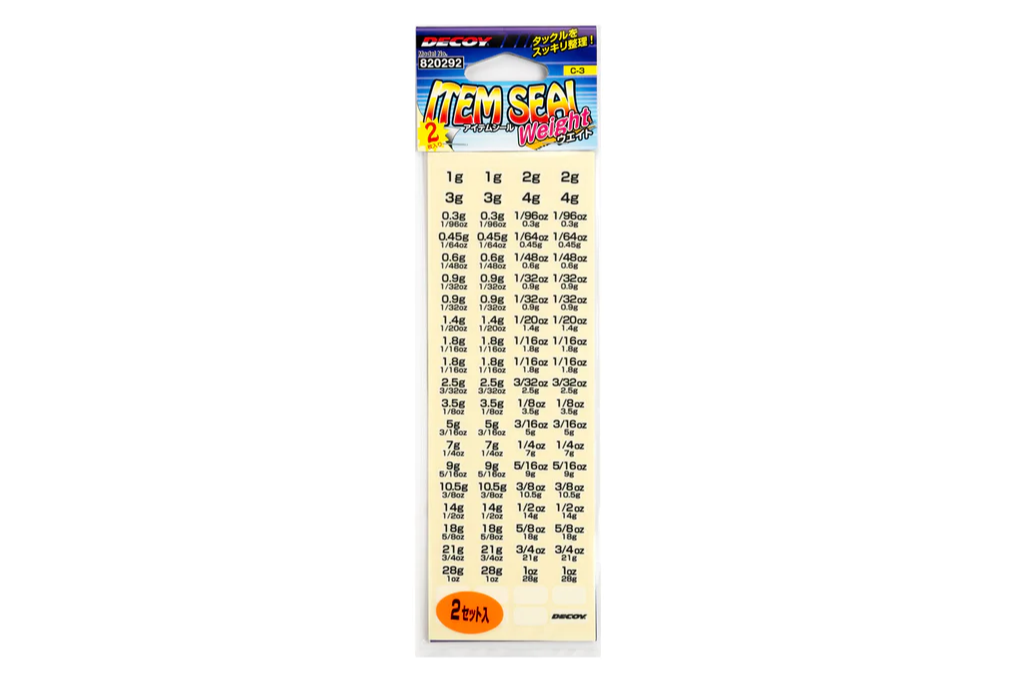 Decoy Sticker Labels/Item Seals - Hook Size-Weight-Line Size - Carolina Fishing Tackle LLC
