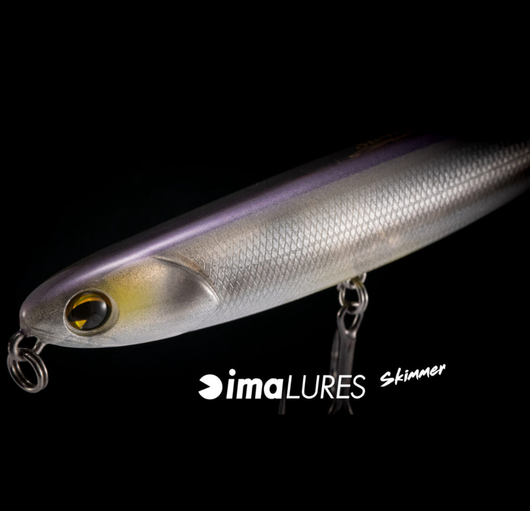 Ima Skimmer Walking Bait - #104 Chartreuse Shad-#109 Ghost Minnow-#135 Bone-#153 Blue Back Herring-#185 Chrome-#188 Ghost Chartreuse Herring-#191 Real Ghost Shad - Carolina Fishing Tackle LLC