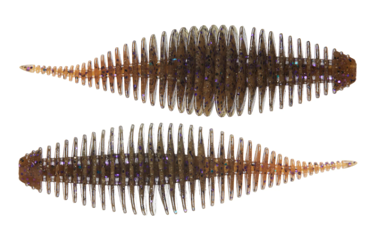 Geecrack 3.8" Bellows Shad 5pk Soft Baits - Dark Matter V-