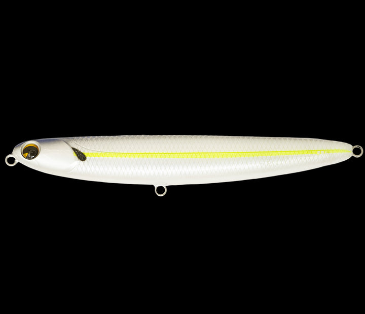 Ima Skimmer Walking Bait - #104 Chartreuse Shad-#109 Ghost Minnow-#135 Bone-#153 Blue Back Herring-#185 Chrome-#188 Ghost Chartreuse Herring-#191 Real Ghost Shad - Carolina Fishing Tackle LLC