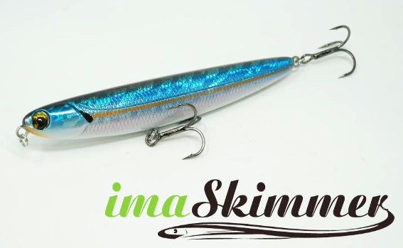 Ima Skimmer Walking Bait - #104 Chartreuse Shad-#109 Ghost Minnow-#135 Bone-#153 Blue Back Herring-#185 Chrome-#188 Ghost Chartreuse Herring-#191 Real Ghost Shad - Carolina Fishing Tackle LLC
