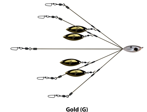 Picasso Lures Original Bait Ball School-E-Rig - Gold Blades - Carolina Fishing Tackle LLC
