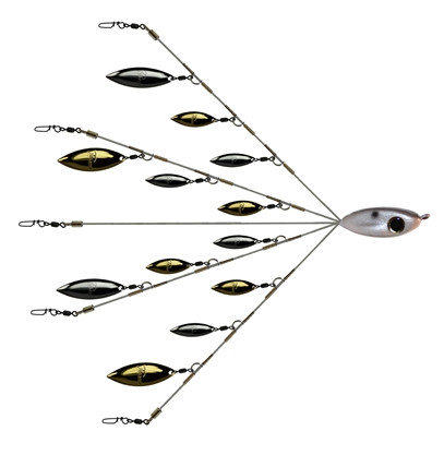 Picasso Lures Original Flash Back Umbrella Rig - Shad nickel/gold - Carolina Fishing Tackle LLC