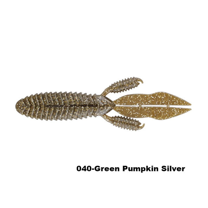 Reins Fishing 4” Punchin’ Predator 6pk Creature Bait - #005 Green Pumpkin Blue-#012 Junebug-#022 Black Blue Flake-#063 Spring Gill-#002 Green Pumpkin-#040 Green Pumpkin Silver-#043 Green Pumpkin Blue Laminate Silver - Carolina Fishing Tackle LLC