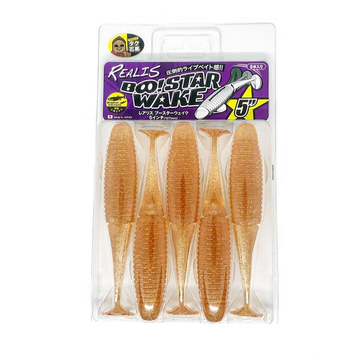 DUO Realis 5” BooStar Wake Swimbait 5pk - #F006 Watermelon/Red Flake-#F007 Sukapanon-#F008 Bluegill-#F018 Green Pumpkin Red Flake-#F019 Smoke/Silver Purple Flakes-#F020 Clear Copper Flake-#F030 Sparkle Shrimp-#F033 Olive Shrimp-#F034 Light Green Pumpkin Blue Flake-#F035 Pink Yoshinobori - Carolina Fishing Tackle LLC