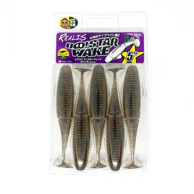 DUO Realis 5” BooStar Wake Swimbait 5pk - #F006 Watermelon/Red Flake-#F007 Sukapanon-#F008 Bluegill-#F018 Green Pumpkin Red Flake-#F019 Smoke/Silver Purple Flakes-#F020 Clear Copper Flake-#F030 Sparkle Shrimp-#F033 Olive Shrimp-#F034 Light Green Pumpkin Blue Flake-#F035 Pink Yoshinobori - Carolina Fishing Tackle LLC