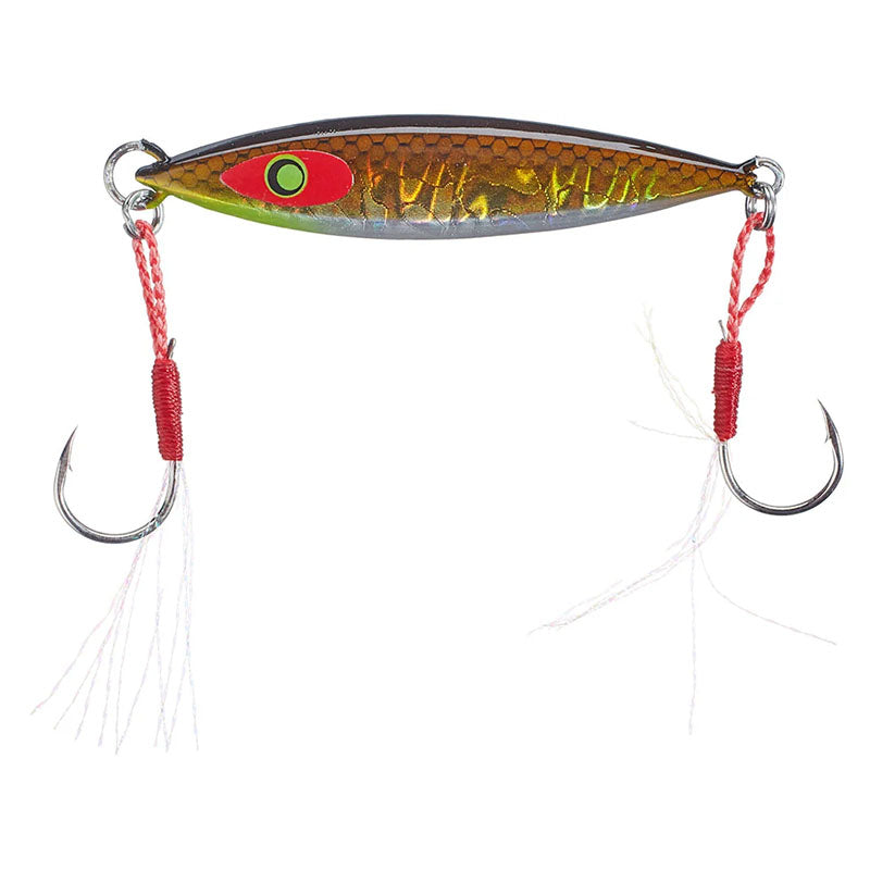 Damiki Fishing Tackle 3/4 oz Back Drop Spoon 2.5” - Black Holo-Chartreuse Shad-Holo Ayu-Spot Green-Holo Cyber Purple-Holo Cyber Gold - Carolina Fishing Tackle LLC