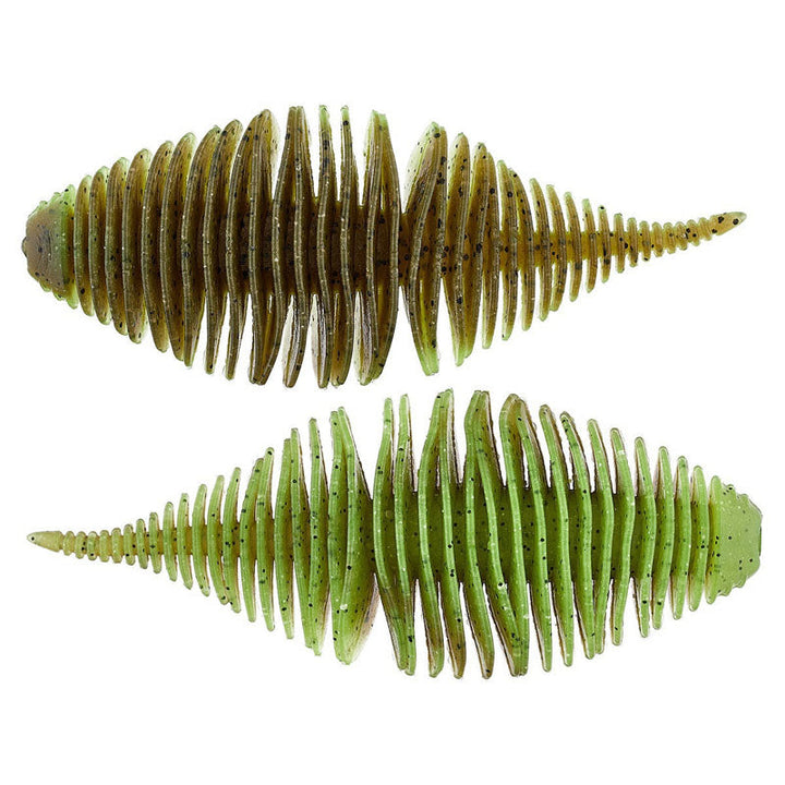 Geecrack 2.8” Bellows Gill 6pk - AJ's Spicy Avocado-#006 Watermelon-#220 Green Pumpkin/Chart-#296 Bug Bomb-#348 Sunburned WM Gill - Carolina Fishing Tackle LLC