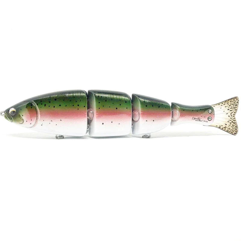 LibertyWorks OUTRAGE Swimbaits - Blue Hasu-Rainbow Trout-White Base - Carolina Fishing Tackle LLC