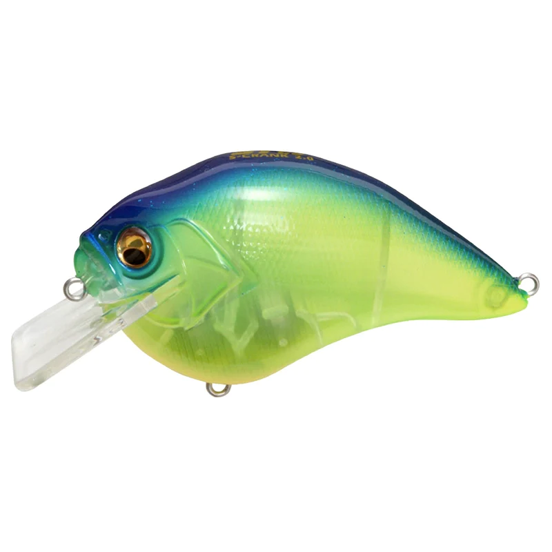 Megabass S-Crank 2.0 Crankbaits - Black Back Chartreuse-E2 Craw-Fire Craw-Megabass Sexy Shad-Secret Gill-Biwako Seethrough Chartreuse - Carolina Fishing Tackle LLC