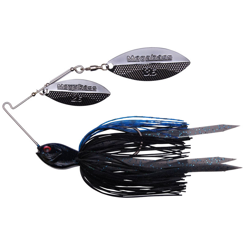 Megabass SV-3 Double Willow Spinnerbaits - Black Blue / 3/8 oz-Black Blue / 1/2 oz-Hot Tiger / 3/8 oz-White Chart / 3/8 oz - Carolina Fishing Tackle LLC
