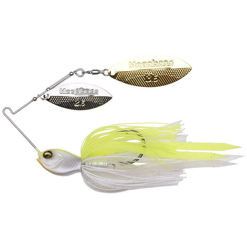 Megabass SV-3 Double Willow Spinnerbaits - Black Blue / 3/8 oz-Black Blue / 1/2 oz-Hot Tiger / 3/8 oz-White Chart / 3/8 oz - Carolina Fishing Tackle LLC