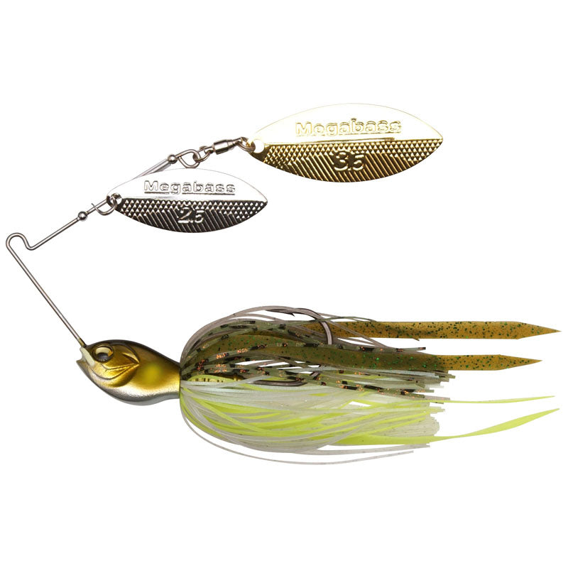 Megabass SV-3 Double Willow Spinnerbaits - Black Blue / 3/8 oz-Black Blue / 1/2 oz-Hot Tiger / 3/8 oz-White Chart / 3/8 oz - Carolina Fishing Tackle LLC