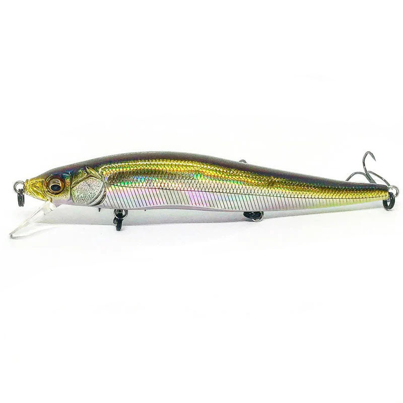 Megabass Vision 110 Jerkbaits - GG Perch OB-GG IL Tennessee Shad-GP Pro Blue-Mat Deadly Black-M Western Clown-HT Kossori Shad-Gill-ITO Natural-Table Rock SP-Perch - Carolina Fishing Tackle LLC