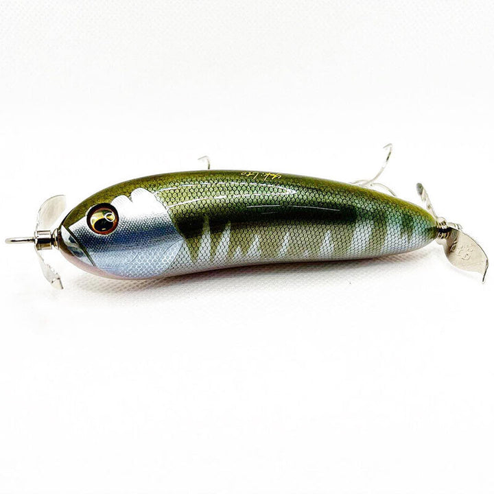 Megabass Wooden Scream-X Double Prop Topwater - Modena Bone-Peacock-Shira Hae-Wakasagi - Carolina Fishing Tackle LLC