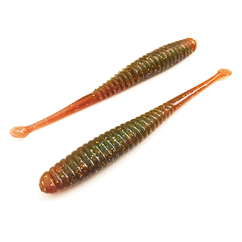 NOIKE BiteGuts 4” Kemnpa 10pk - #27 Rainbow Smoke-#34 Cinnamon Blue-#103 Dark Red-#109 Ebimiso-#118 Mossy Pumpkin-#139 Motor Oil / Gold - Carolina Fishing Tackle LLC