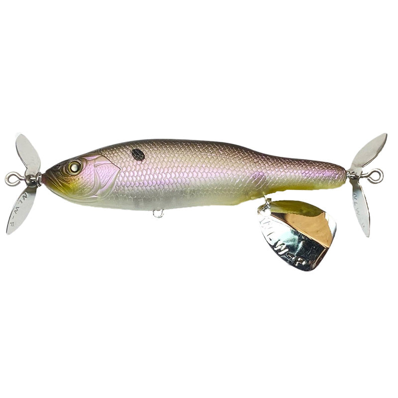 Nishine Lure Works Abino 110F Propbait - Ghost Shad-Pearl Flash-Yellow Perch - Carolina Fishing Tackle LLC