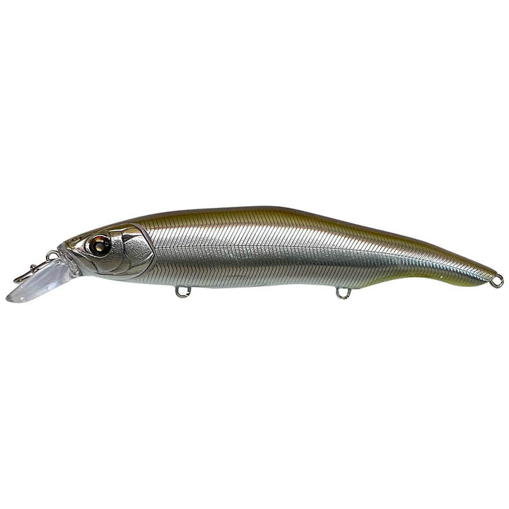 Nishine Lure Works Erie 115 TW Topwater Minnows - Peach-Pearl Core Ghost-Wakasagi - Carolina Fishing Tackle LLC