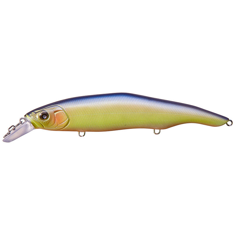 Nishine Lure Works Erie 115SD Jerkbaits - BPB Smelt-Ghost Smelt-BPB Chartreuse Smelt-Hologram Smelt-Black Back Gold-Gun Metal-Yellow Perch-EU Chartreuse Perch - Carolina Fishing Tackle LLC