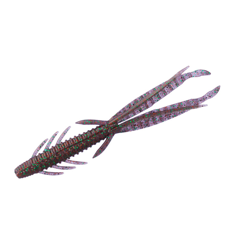 O.S.P 6” DoLive Shrimp 5pk - #W-005 June Bug-#W-007 Lime Chartreuse-#W-027  Dark Cinnamon Blue & Pepper-#W-039 Smoked Blue Flakes-#W-052  KT Dark Smoke/Copper & Green Flake - Carolina Fishing Tackle LLC