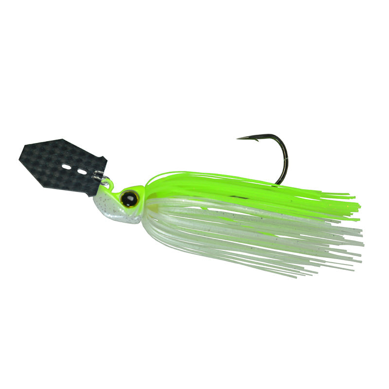 Picasso Lures AMart Carbon Fiber Shock Blade Pro Vibrating Jigs - Black / 1/2 oz-Chartreuse White / 3/8 oz-Chartreuse White / 1/2 oz-Green Pumpkin Tiger / 3/8 oz-White Pearl / 1/2 oz - Carolina Fishing Tackle LLC