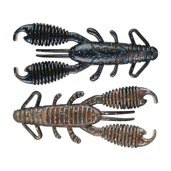 Reins Fishing 4” Ring Craw Daddy 5pk - #001 Watermelon Seed-#002 Green Pumpkin-#005 Green Pumpkin Blue-#011 Black-#012 Junebug-#022 Black Blue Flake-#040 Green Pumpkin Silver-#B22 BB Craw - Carolina Fishing Tackle LLC