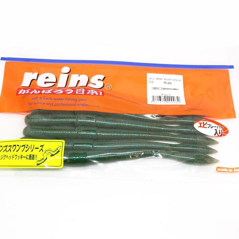 Reins Fishing 6.5" Swamp Mover Magnum Worm 6pk - #001 Watermelon Seed-#003 Moebi-#006 Blue Gill-#007 Miso Shrimp-#008 Ghost Pro Blue-#009 Green Pumpkin Allster-#025 Watermelon Red - Carolina Fishing Tackle LLC
