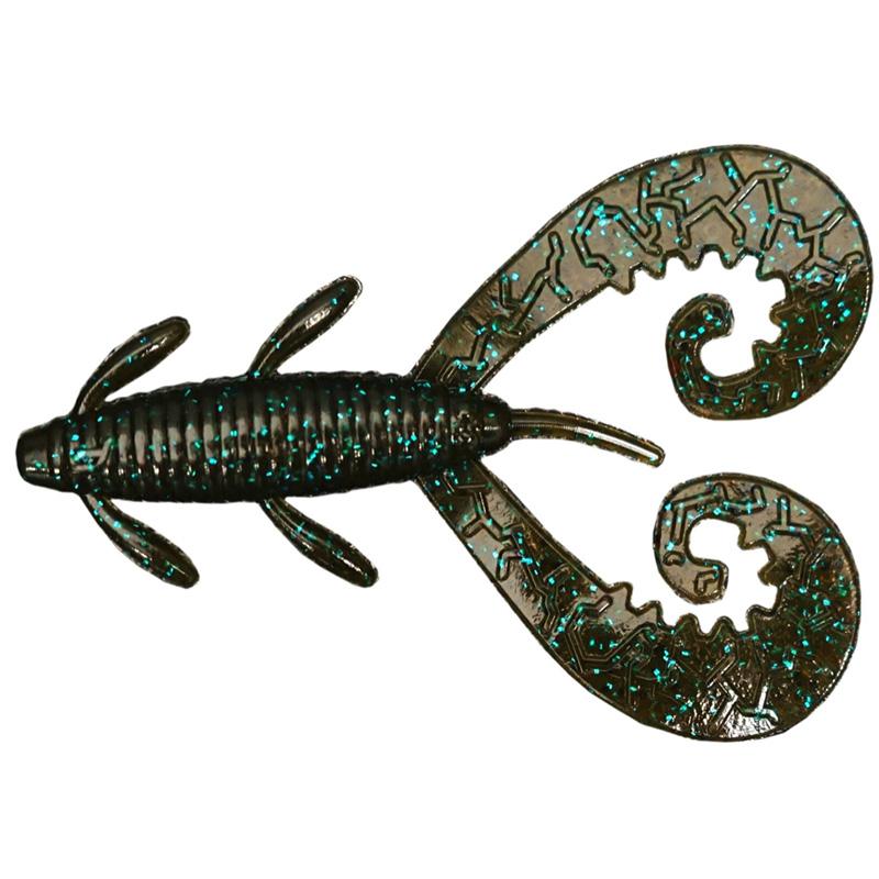 Reins Fishing G-Tail Twin Creature Baits - #002 Green Pumpkin / 2 in-#002 Green Pumpkin / 3 in-#005 Green Pumpkin Blue / 2 in-#005 Green Pumpkin Blue / 3 in-#011 Black / 2 in-#011 Black / 3 in-#022 Black Blue Flake / 2 in-#025 Watermelon Red / 2 in-#025 Watermelon Red / 3 in - Carolina Fishing Tackle LLC