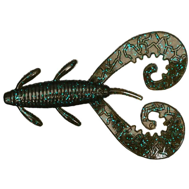 Reins Fishing G-Tail Twin Creature Baits - #002 Green Pumpkin / 2 in-#002 Green Pumpkin / 3 in-#005 Green Pumpkin Blue / 2 in-#005 Green Pumpkin Blue / 3 in-#011 Black / 2 in-#011 Black / 3 in-#022 Black Blue Flake / 2 in-#025 Watermelon Red / 2 in-#025 Watermelon Red / 3 in - Carolina Fishing Tackle LLC