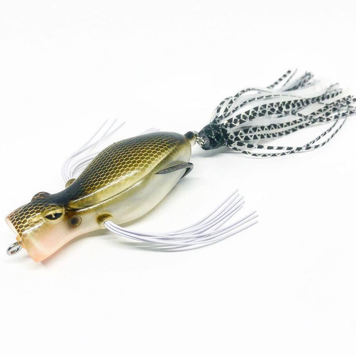 Teckel Lures Duckroaker Popper Frogs - #002 Pearl White-#003 Black Blue-#009 Bluegill-#010 Crystal Chartreuse-#012 Black Bird-#013 Bone-#017 Green Pumpkin-#023 Gizzard Shad-#026 Baby Duck-#027 Hologram Bone - Carolina Fishing Tackle LLC