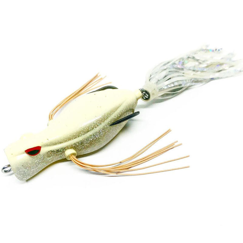 Teckel Lures Duckroaker Popper Frogs - #002 Pearl White-#003 Black Blue-#009 Bluegill-#010 Crystal Chartreuse-#012 Black Bird-#013 Bone-#017 Green Pumpkin-#023 Gizzard Shad-#026 Baby Duck-#027 Hologram Bone - Carolina Fishing Tackle LLC