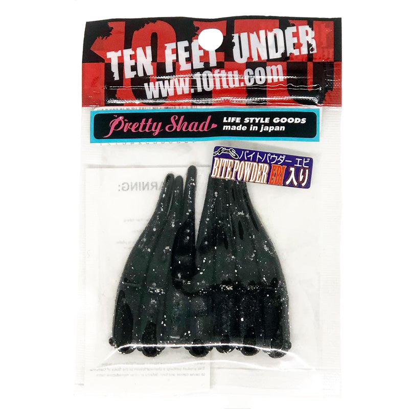 Ten Feet Under 2.2” Pretty Shad 7pk - #02 Black-#03 Oil-#04 Watermelon Pepper-#05 Green Pumpkin Pepper-#06 Smoke/Silver Flake-#07 Watermelon-#08 Watermelon/Red Flake-#09 Smoke-#11 Light Pumpkin/Blue Flake-#12 Bubblegum Pink - Carolina Fishing Tackle LLC