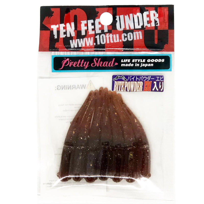 Ten Feet Under 2.2” Pretty Shad 7pk - #02 Black-#03 Oil-#04 Watermelon Pepper-#05 Green Pumpkin Pepper-#06 Smoke/Silver Flake-#07 Watermelon-#08 Watermelon/Red Flake-#09 Smoke-#11 Light Pumpkin/Blue Flake-#12 Bubblegum Pink - Carolina Fishing Tackle LLC