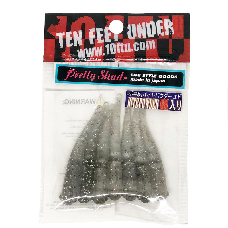 Ten Feet Under 2.2” Pretty Shad 7pk - #02 Black-#03 Oil-#04 Watermelon Pepper-#05 Green Pumpkin Pepper-#06 Smoke/Silver Flake-#07 Watermelon-#08 Watermelon/Red Flake-#09 Smoke-#11 Light Pumpkin/Blue Flake-#12 Bubblegum Pink - Carolina Fishing Tackle LLC