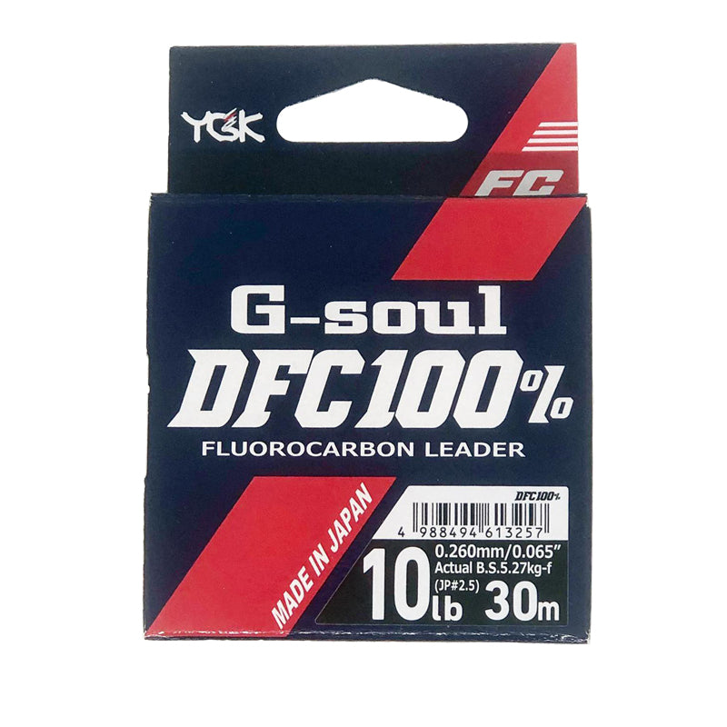 YGK G-Soul DFC 100% Fluorocarbon Leader (Clear) 30m - 4lb-6lb-12lb-14lb-16lb-20lb-25lb - Carolina Fishing Tackle LLC