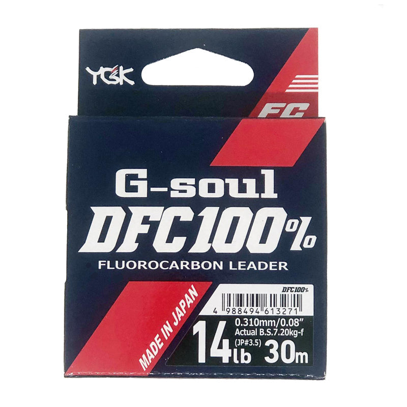 YGK G-Soul DFC 100% Fluorocarbon Leader (Clear) 30m - 4lb-6lb-12lb-14lb-16lb-20lb-25lb - Carolina Fishing Tackle LLC