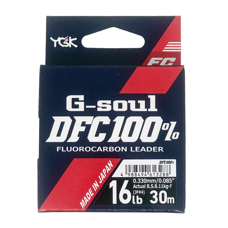 YGK G-Soul DFC 100% Fluorocarbon Leader (Clear) 30m - 4lb-6lb-12lb-14lb-16lb-20lb-25lb - Carolina Fishing Tackle LLC