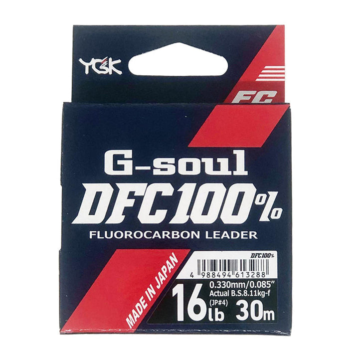 YGK G-Soul DFC 100% Fluorocarbon Leader (Clear) 30m - 4lb-6lb-12lb-14lb-16lb-20lb-25lb - Carolina Fishing Tackle LLC