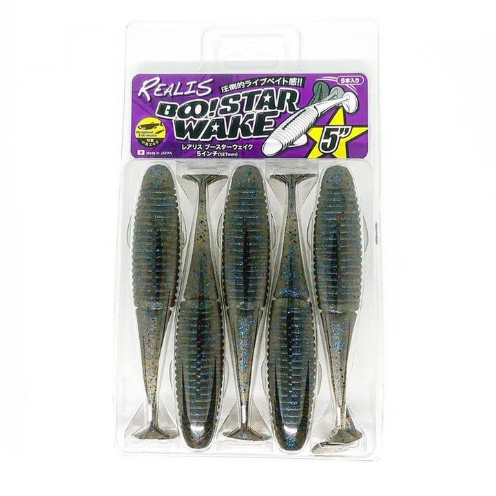 DUO Realis 5” BooStar Wake Swimbait 5pk - #F006 Watermelon/Red Flake-#F007 Sukapanon-#F008 Bluegill-#F018 Green Pumpkin Red Flake-#F019 Smoke/Silver Purple Flakes-#F020 Clear Copper Flake-#F030 Sparkle Shrimp-#F033 Olive Shrimp-#F034 Light Green Pumpkin Blue Flake-#F035 Pink Yoshinobori - Carolina Fishing Tackle LLC